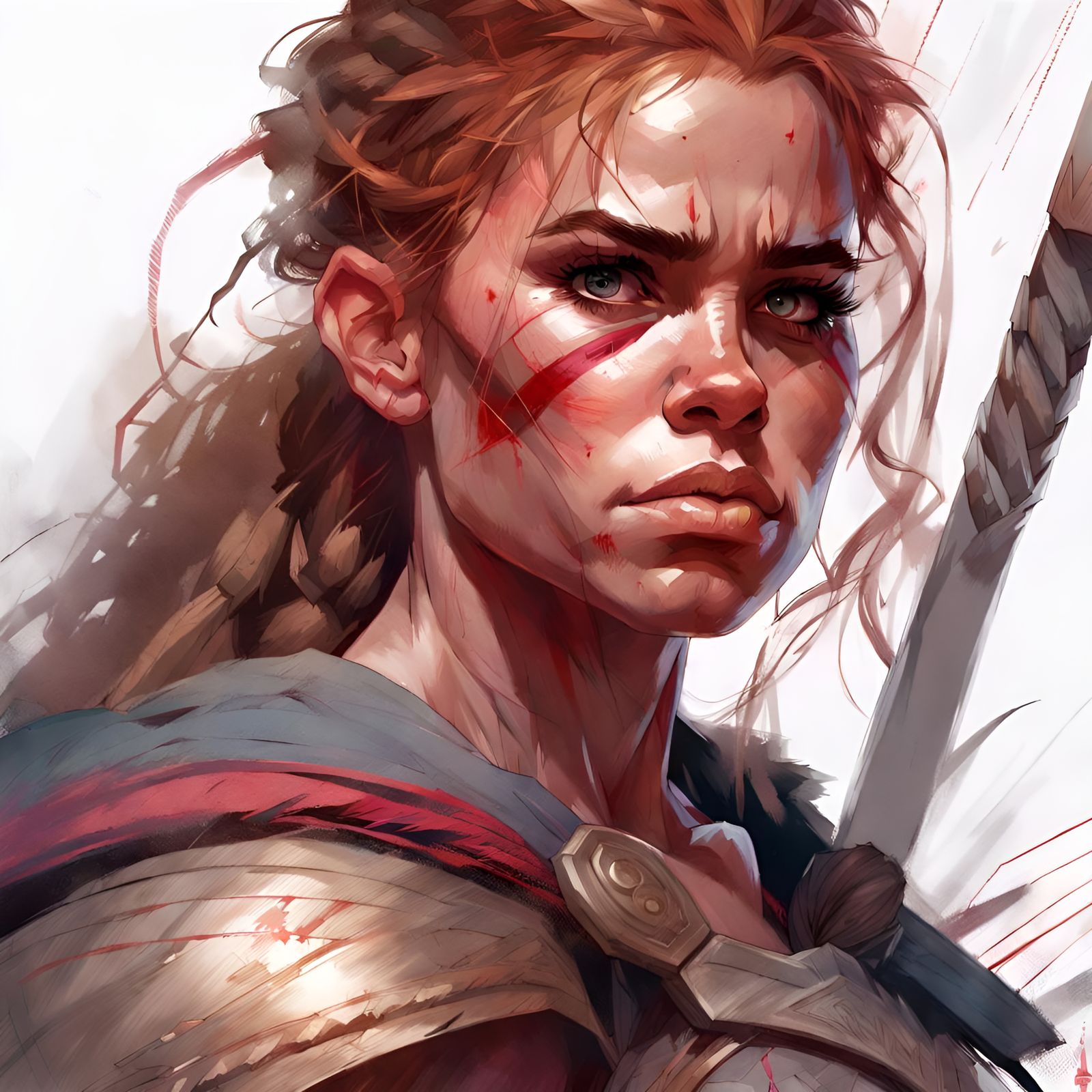 Warrior Hermione Granger Portrait: Detailed Digital Art