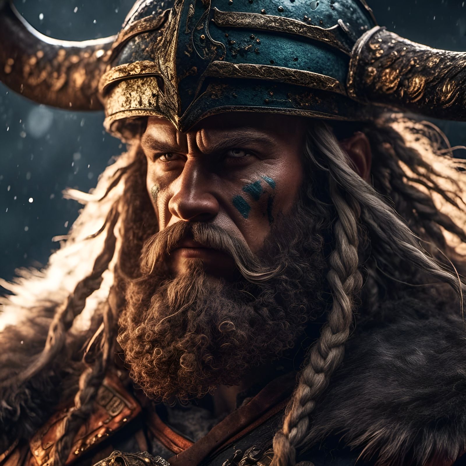 Cosmic Viking Berserker Portrait in Photorealistic Style