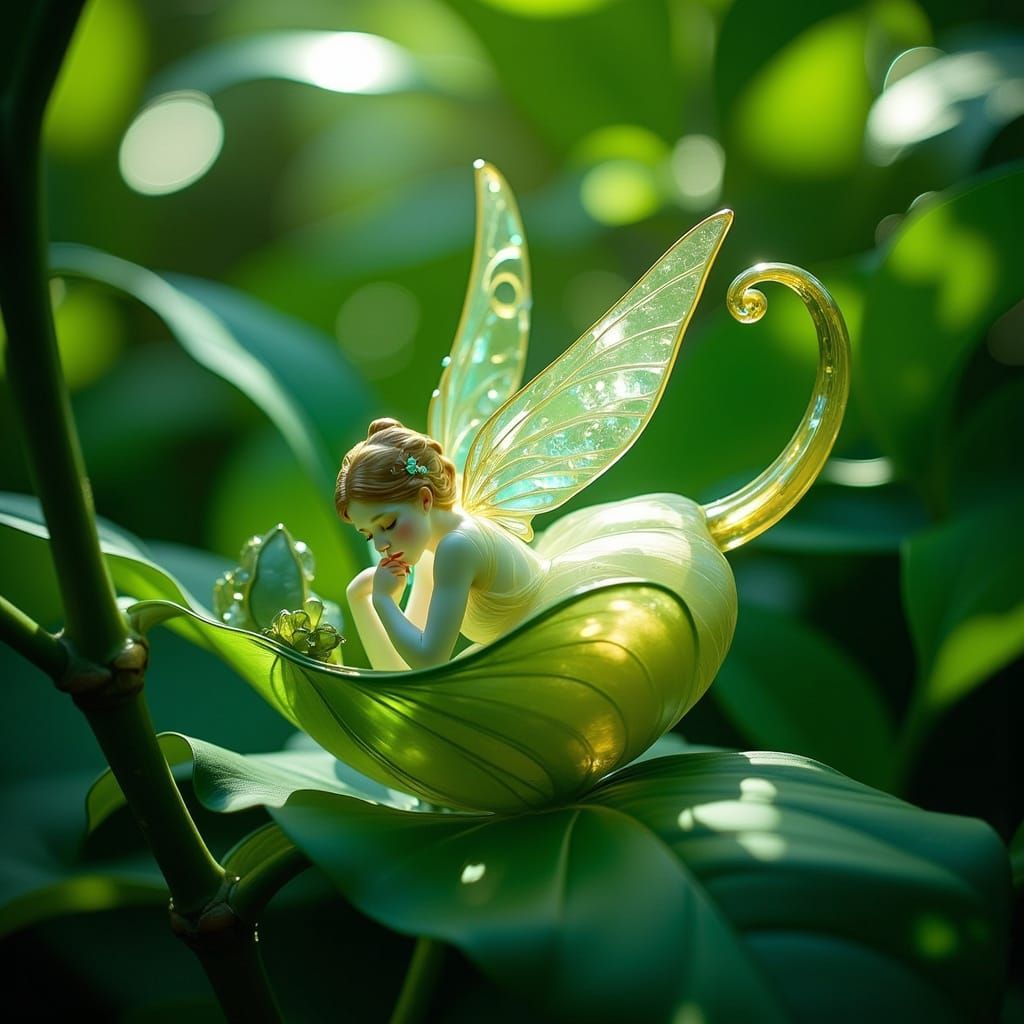 sleeping fairy made from glass