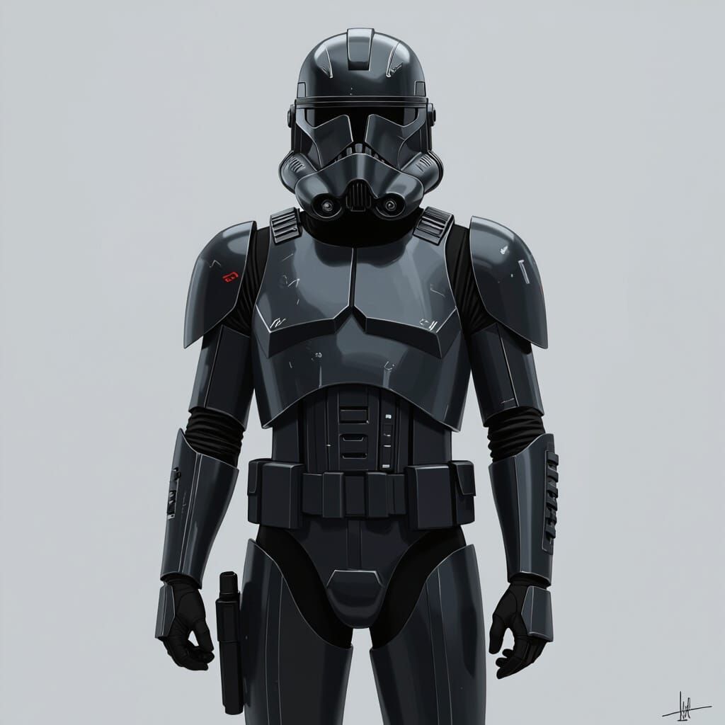 Black Armored Clone Trooper in Futuristic Style