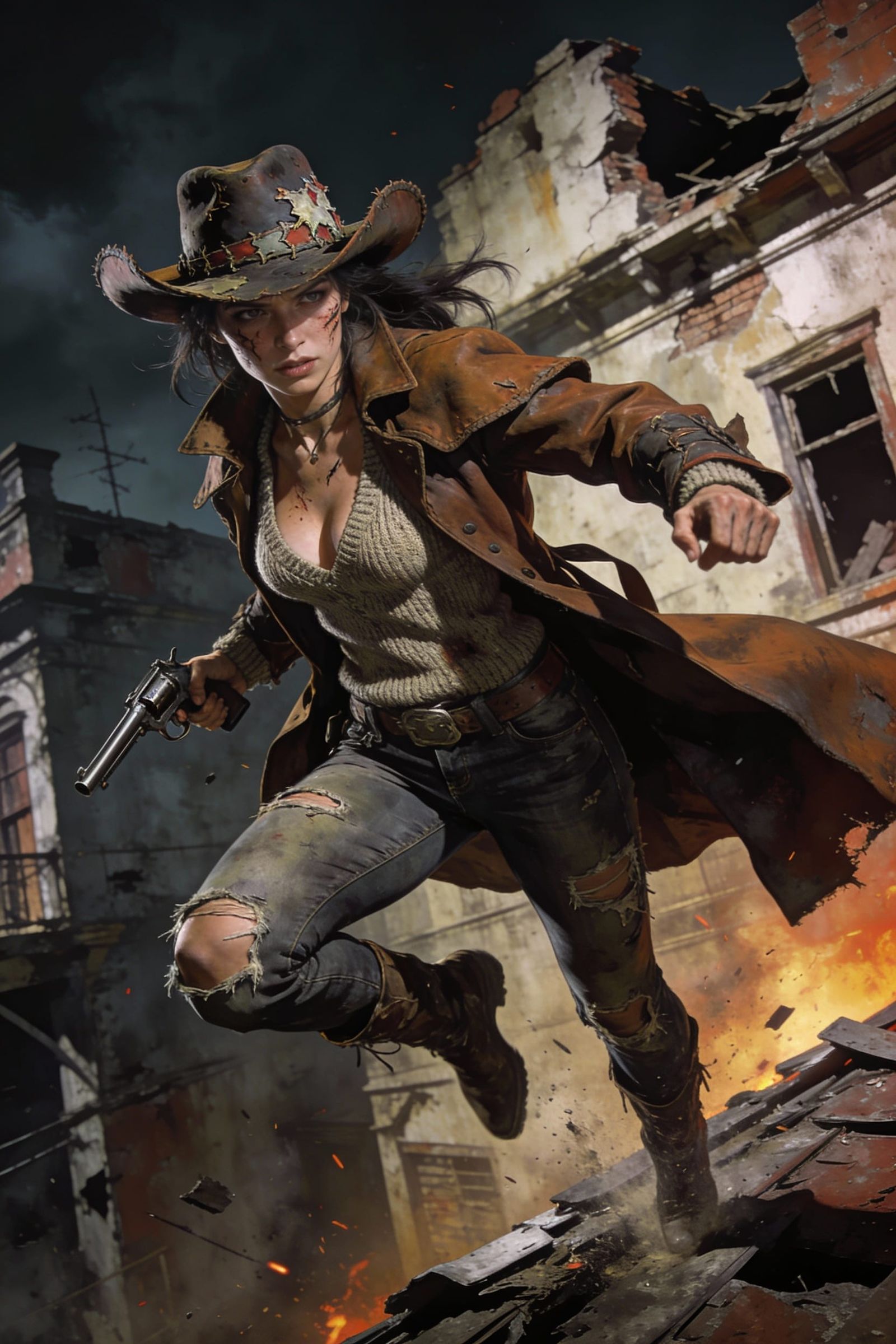 Post-Apocalyptic Warrior Leaps into Action