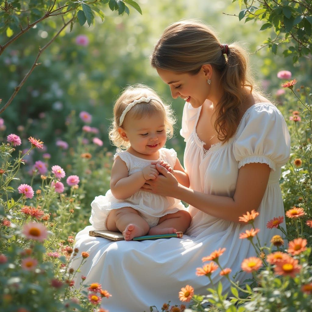 Mother and Child Celebrate Mother's Day in a Whimsical Impre...