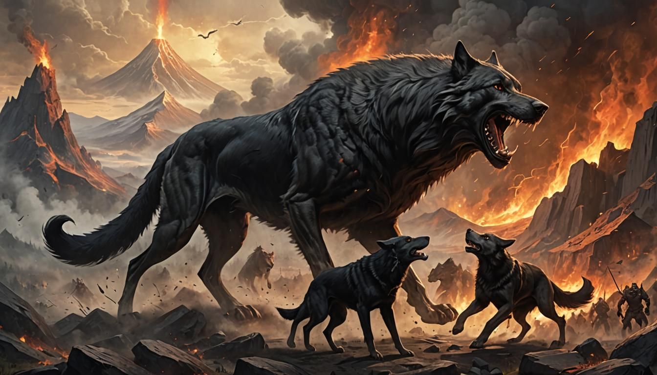 Mythic Battle: Colossal Hound vs Black Wolf