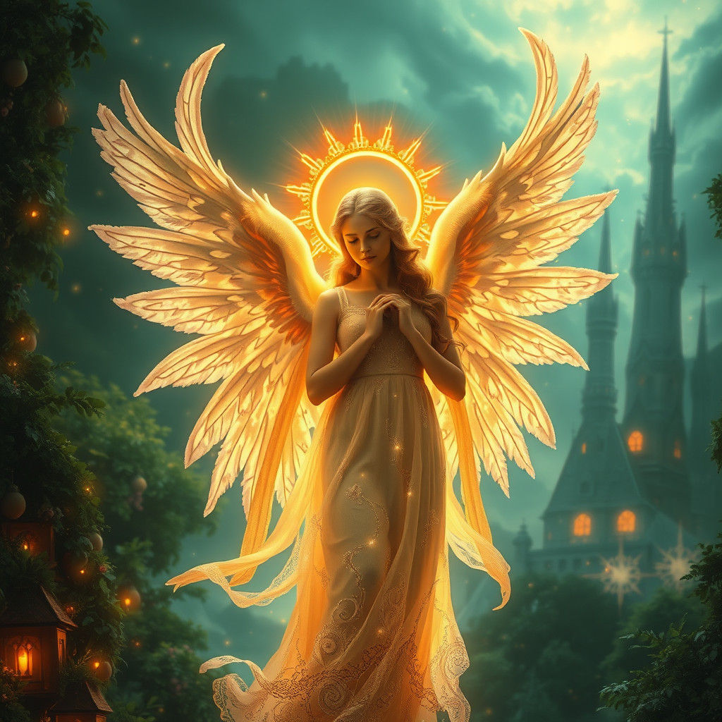 Majestic Golden Angel in Fairytale Wonderland