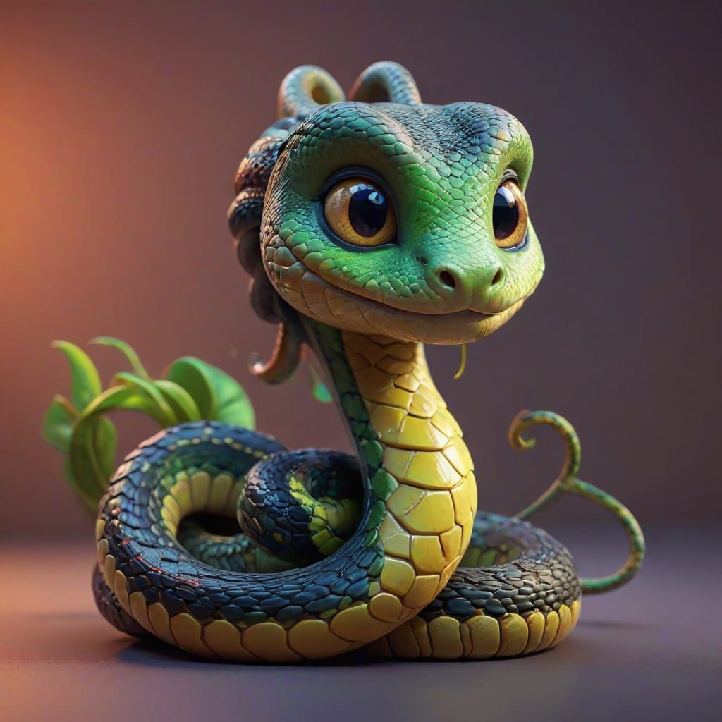 Cute Snake-Girl in Vibrant Cinematic Scene