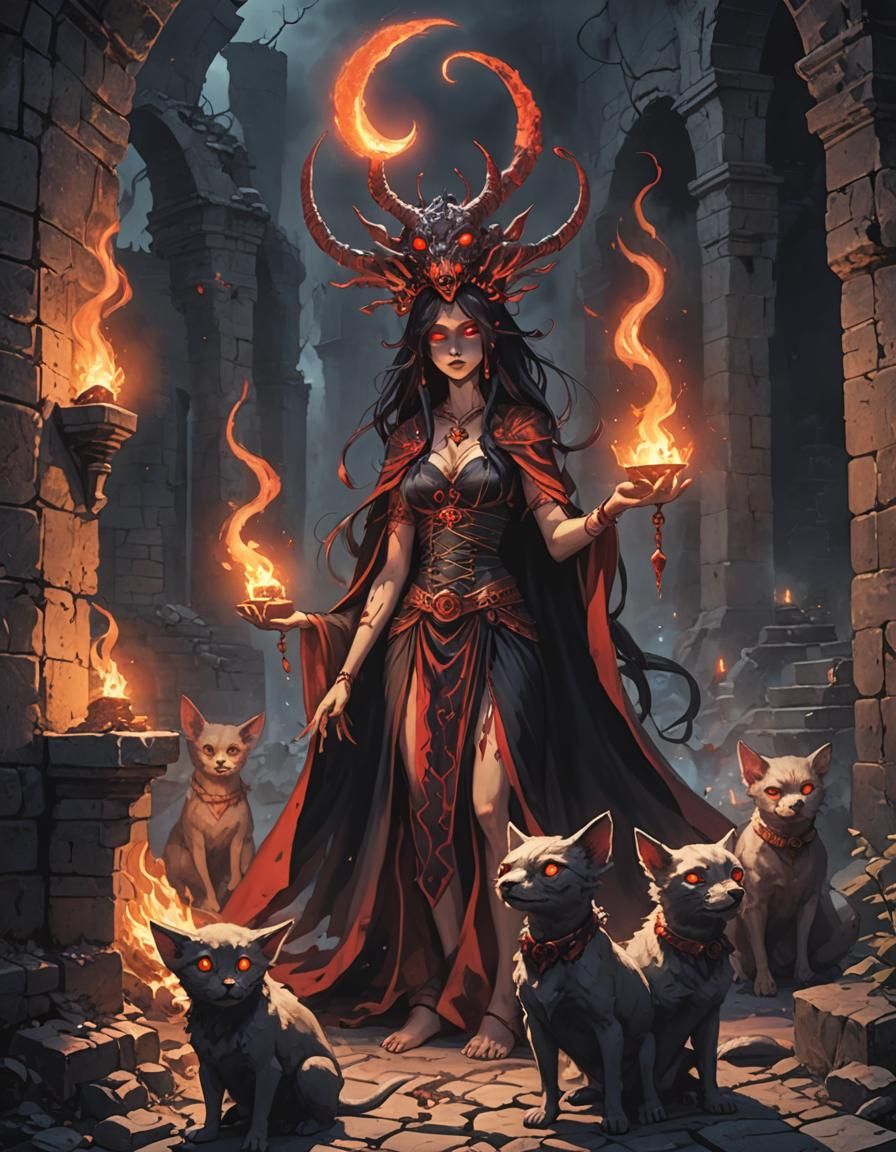 A fae red eyed shadow genie