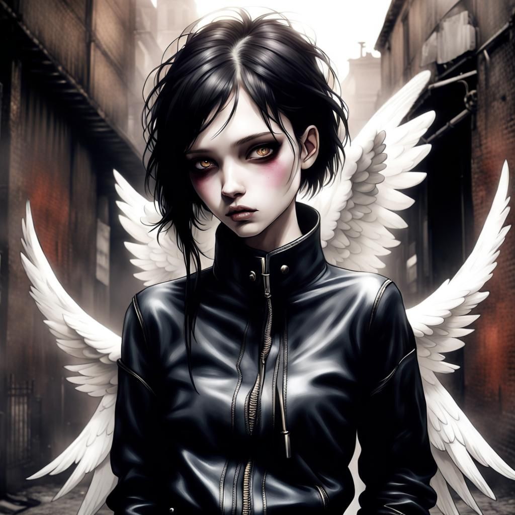 Gothic Punk Girl in Urban Dreamscape