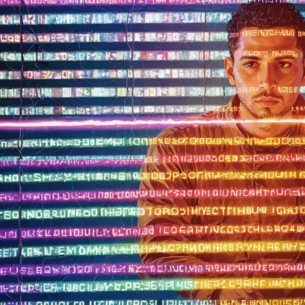 Futuristic Coder Immersed in Neon Digital World