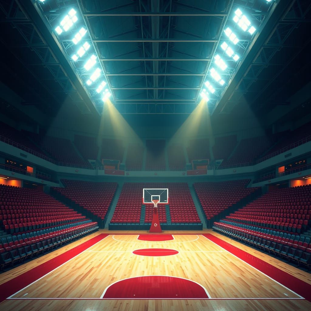 Vibrant Basketball Court in Sci-Fi Style