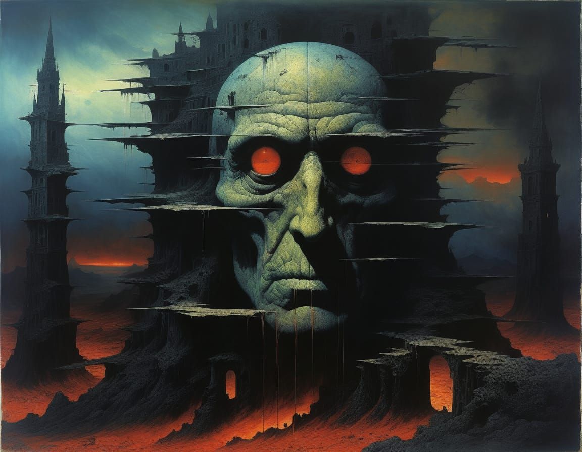 Ominous Surrealism Collage in Beksiński Style