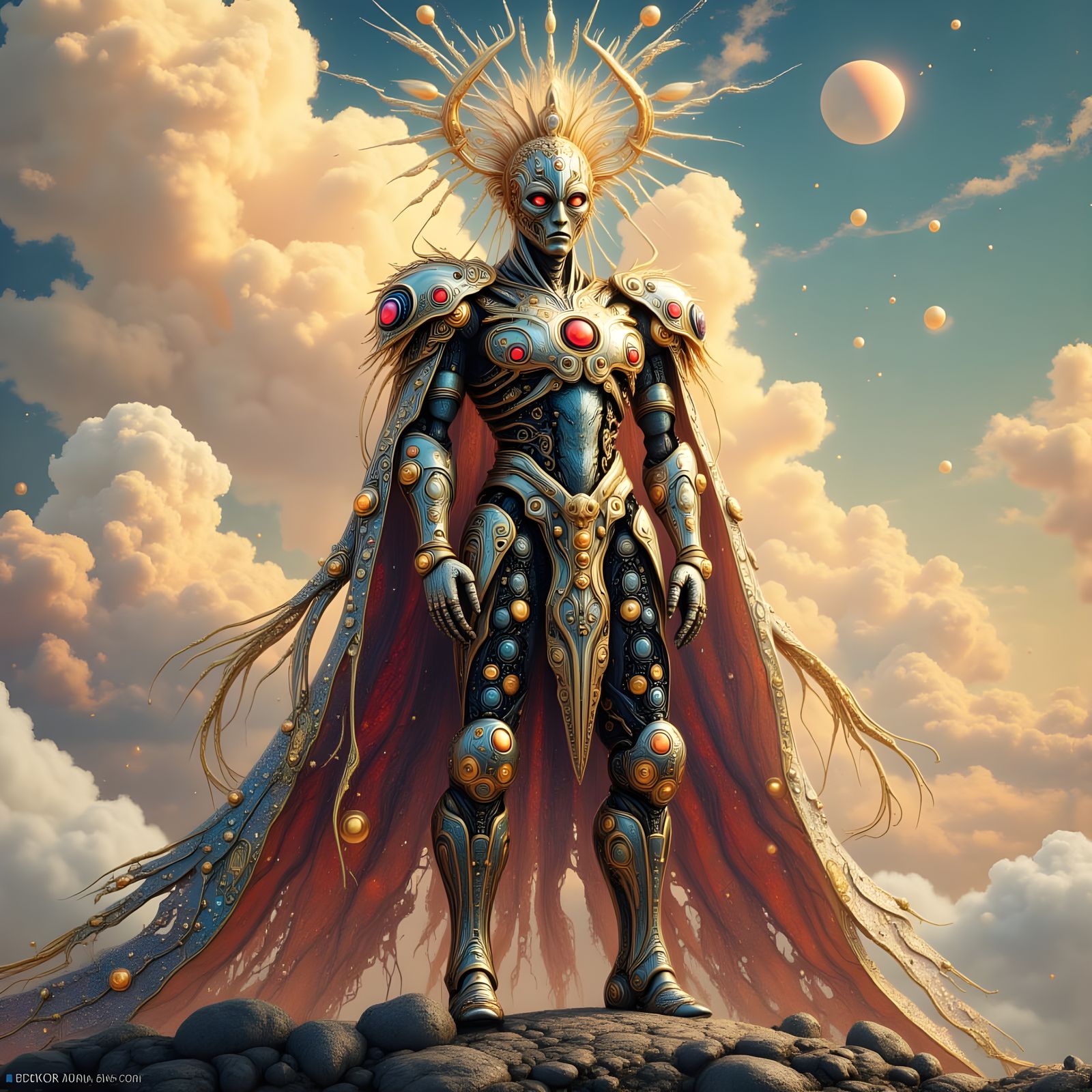 Surreal Android King Rises from Whimsical Shadows