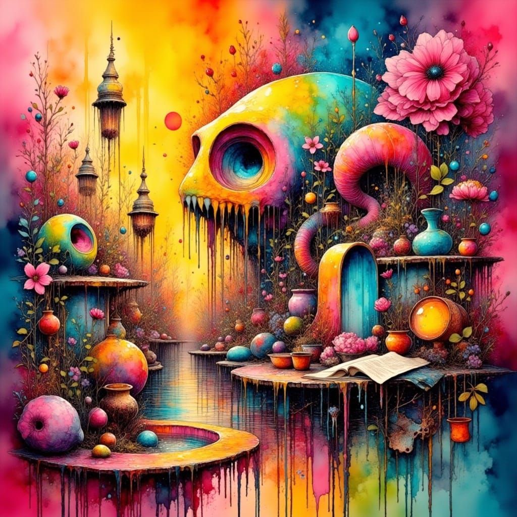 Vibrant, Glowing Tentacles in Neon Dreamscape