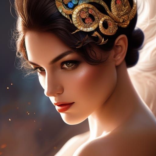 Blonde Princess in Hyperrealistic Art Nouveau Garden