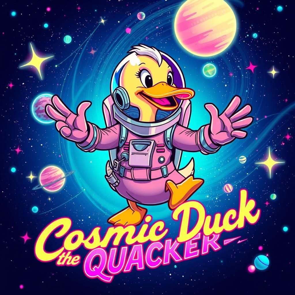Cosmic Duck in Retro-Futuristic Pop Art Style
