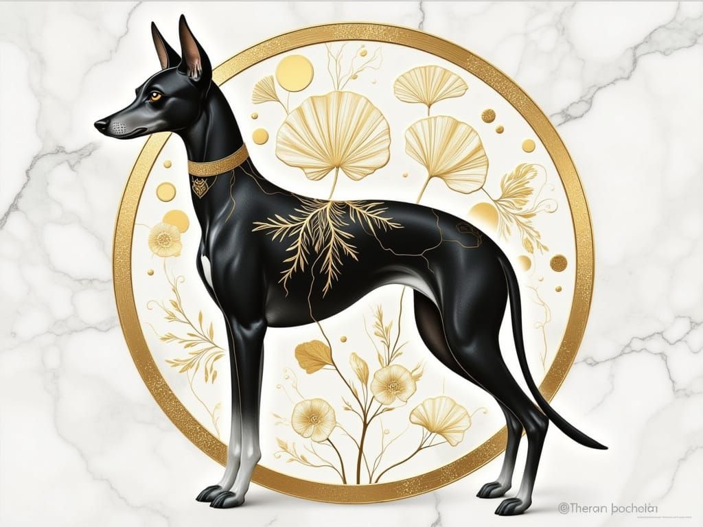 Art Deco Greyhound with Gold Accents