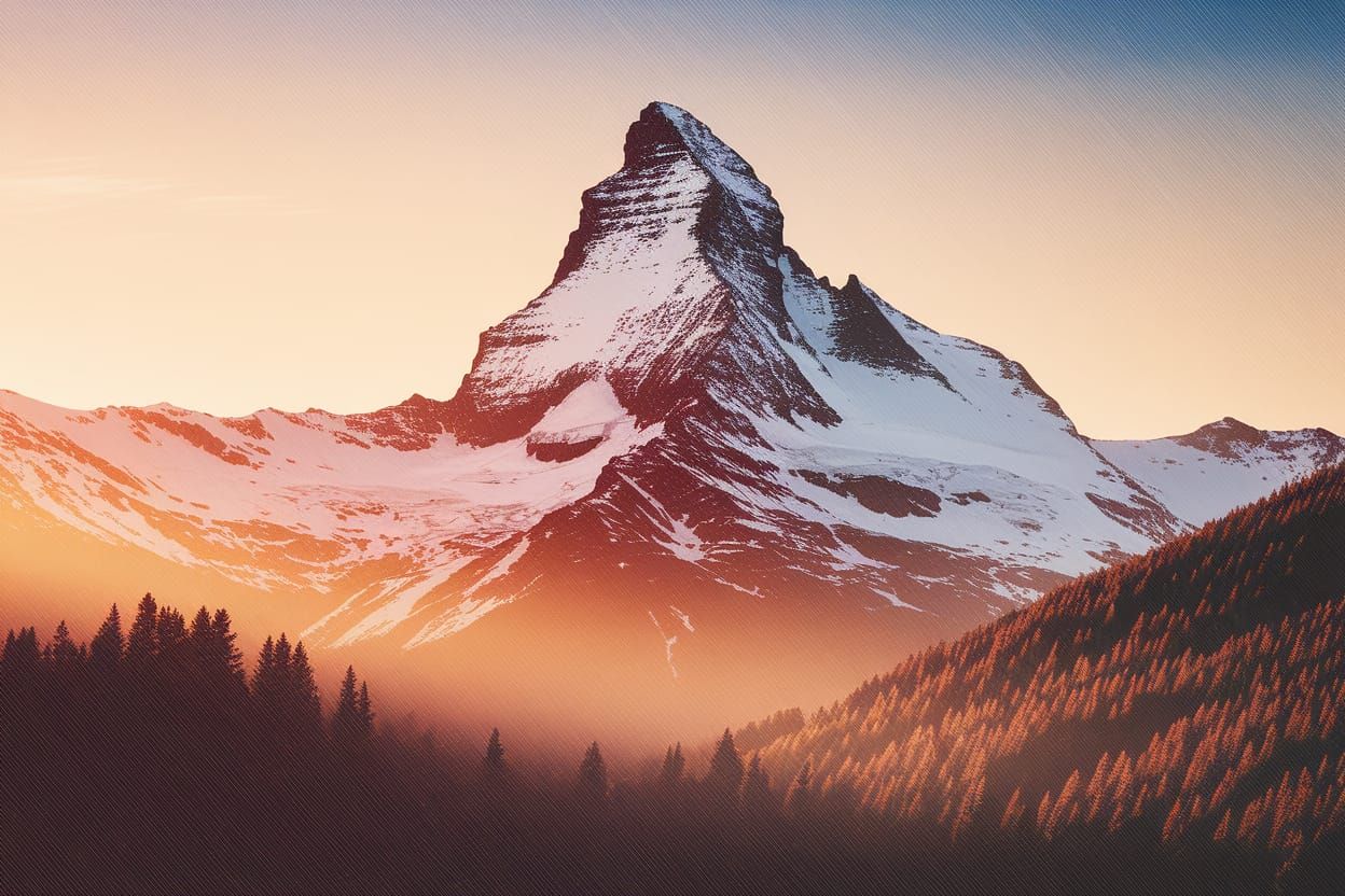 Swiss Alps Jacquard Weave Photography in Mark Ryden Style