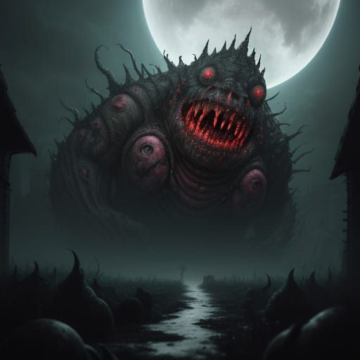 Gothic Horror Slime Monster Devours Village in Hyper-Realist...