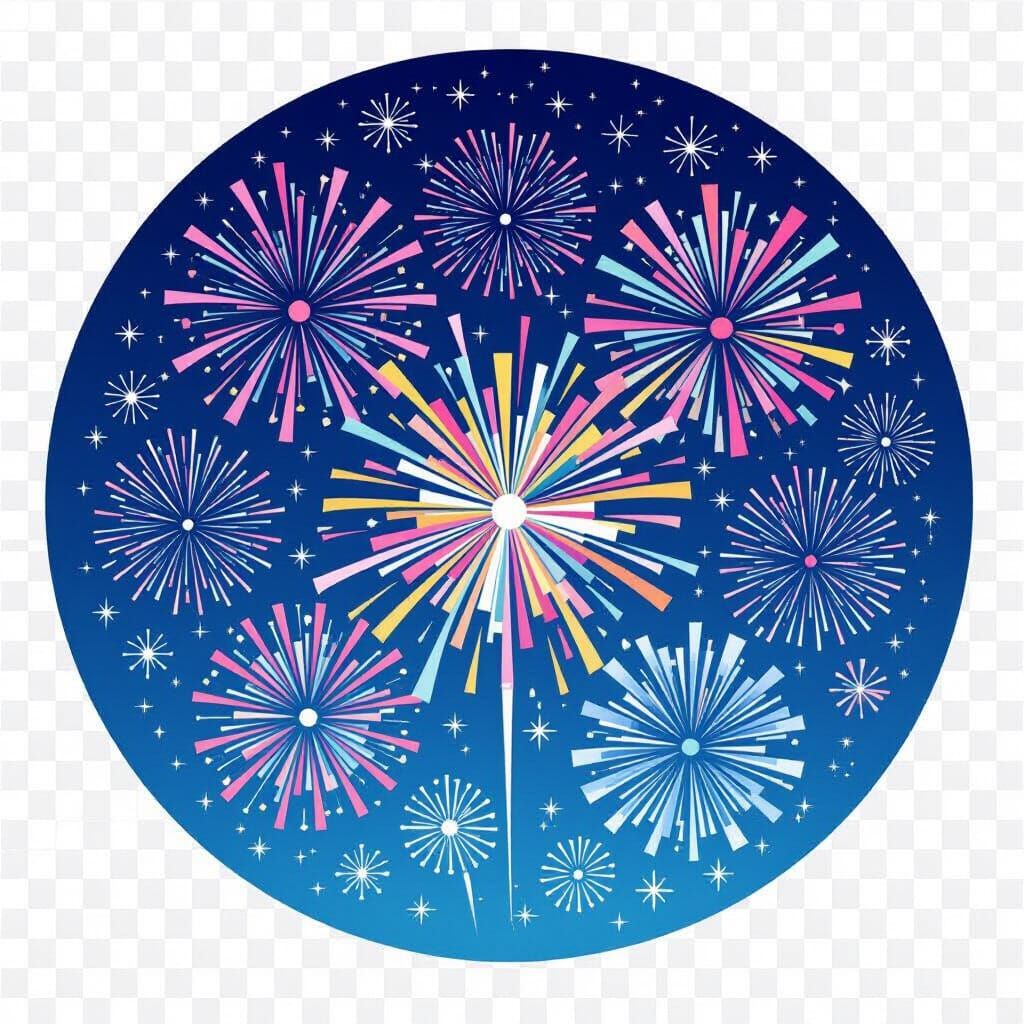 Vibrant Fireworks Bursts in Anime Style