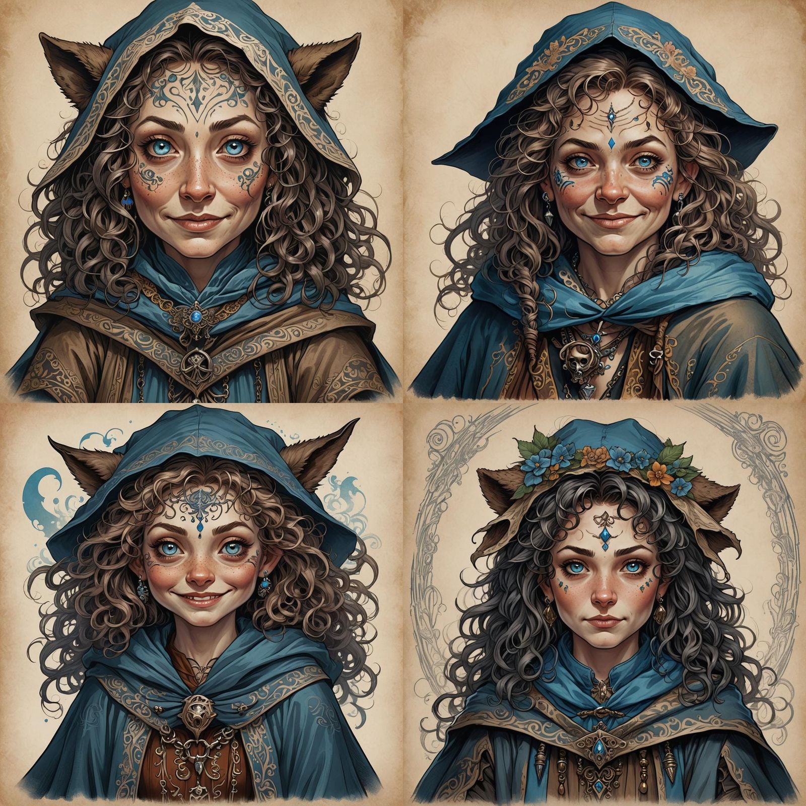 Kind Halfling Witch with Blue Orb, Detailed Matte Painting