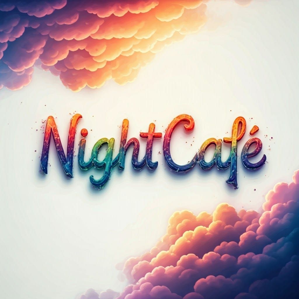 Rainbow NightCafe Text in Fantasy Matte Painting Style