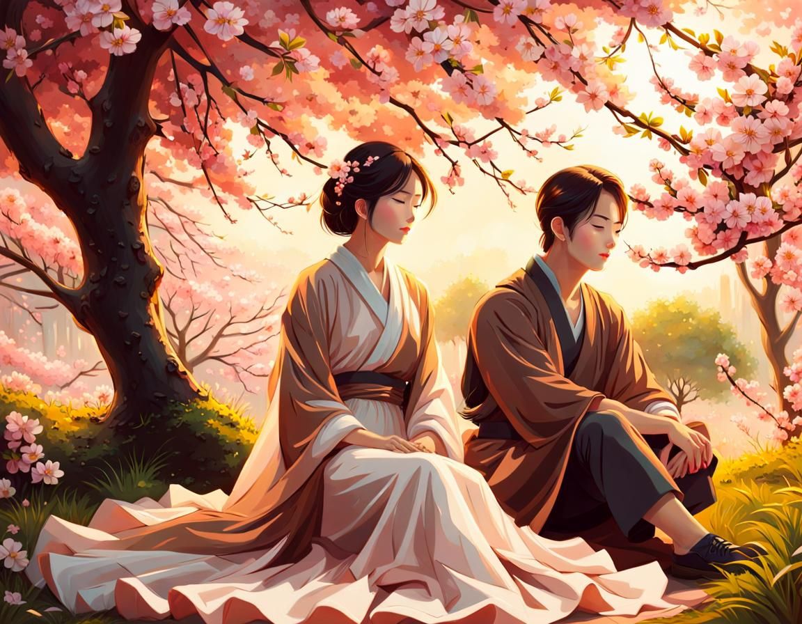 Lovers Under Cherry Tree, Lín Fēngmián Style