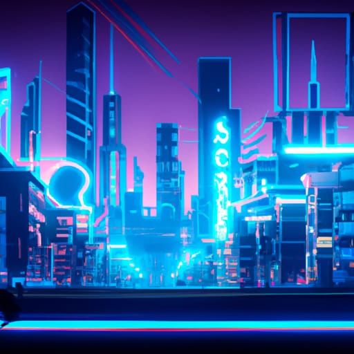 Neon Lit Cyberpunk Cityscape of the Future