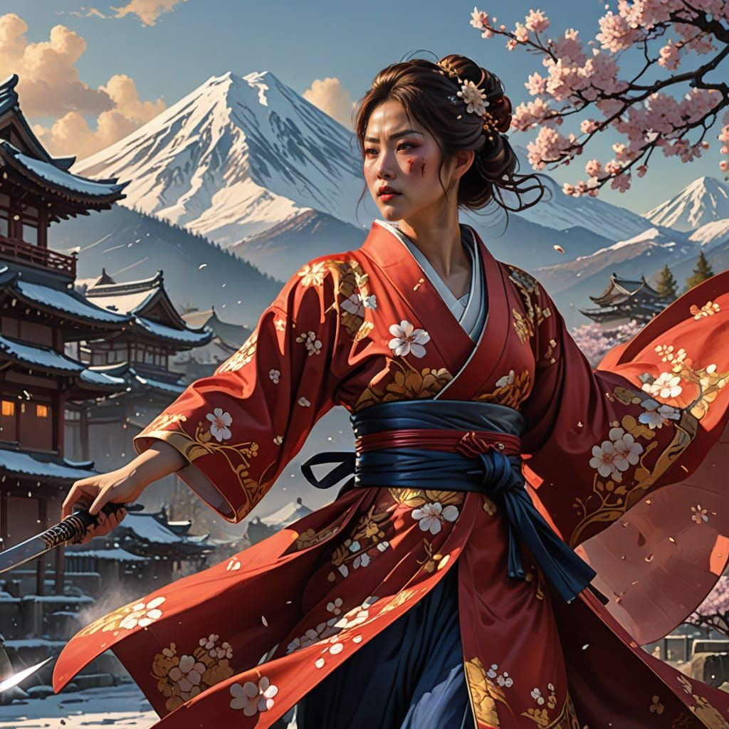 Desperate Samurai Duel in the Air