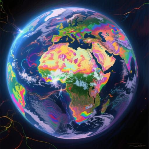 Multispectral Earth Imaging: Vibrant Digital Painting