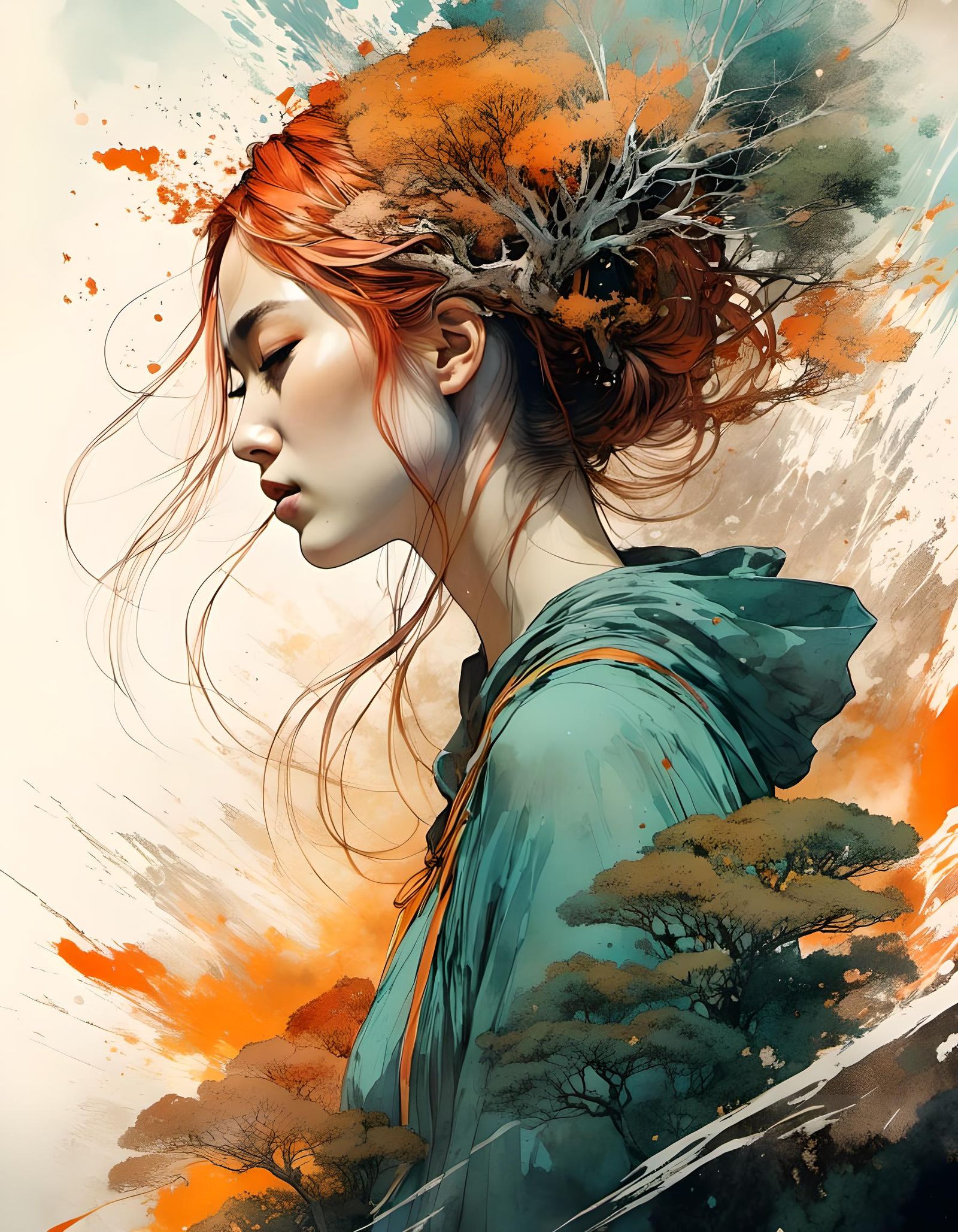 Anime Landscape: Woman and Nature in Harmony