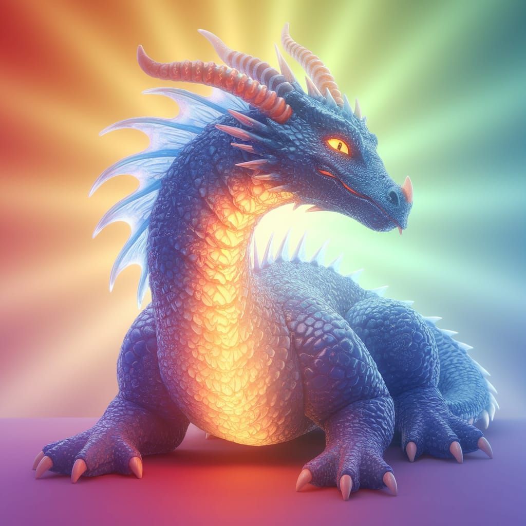 Ethereal Blue Fantasy Dragon in Vibrant 3D Digital Art