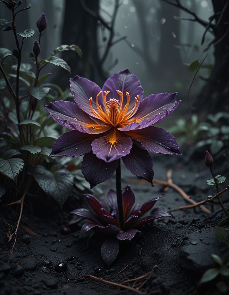Ethereal Saffron Bloom in Dark Fantasy Realism