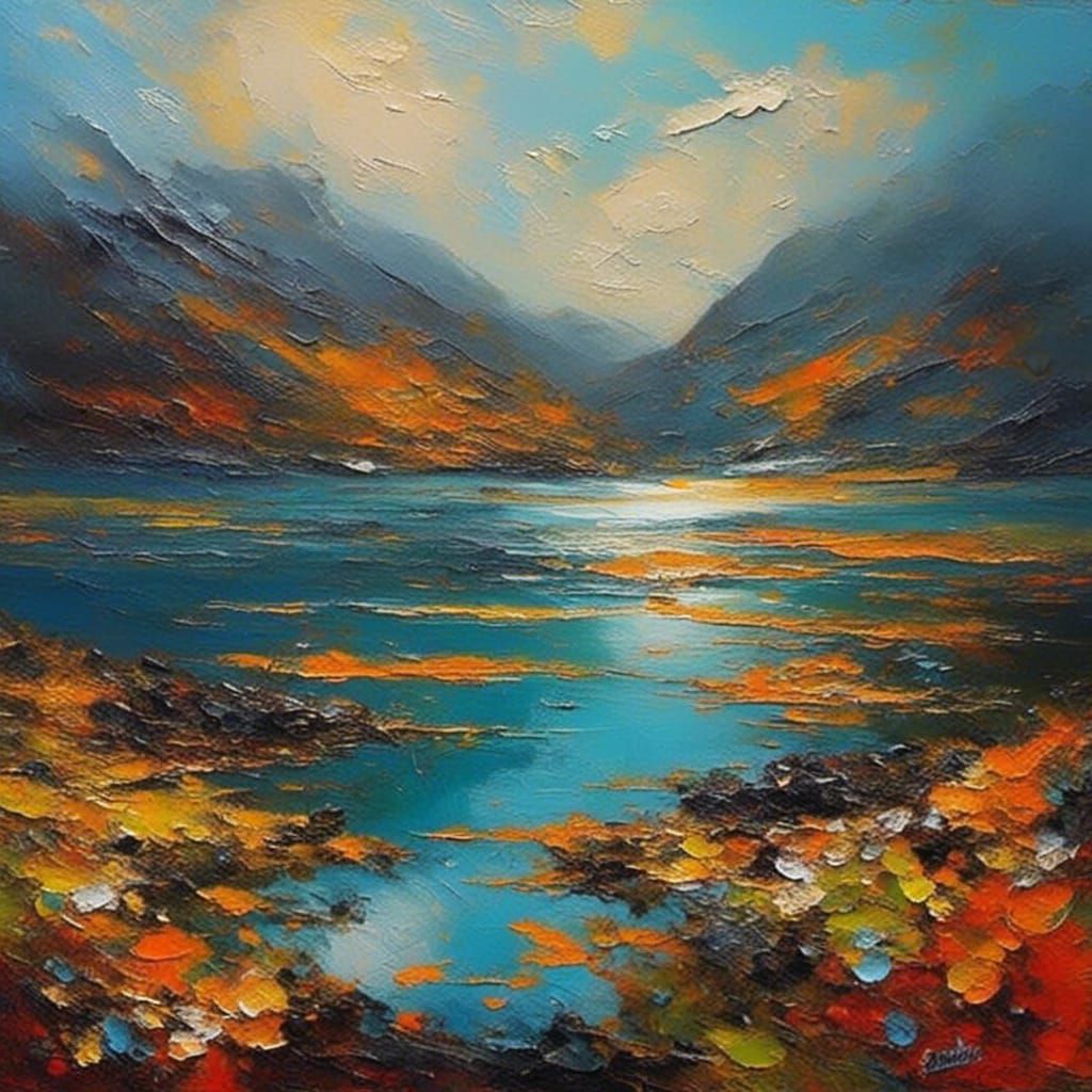 Impasto Landscape Painting in Bright Colors