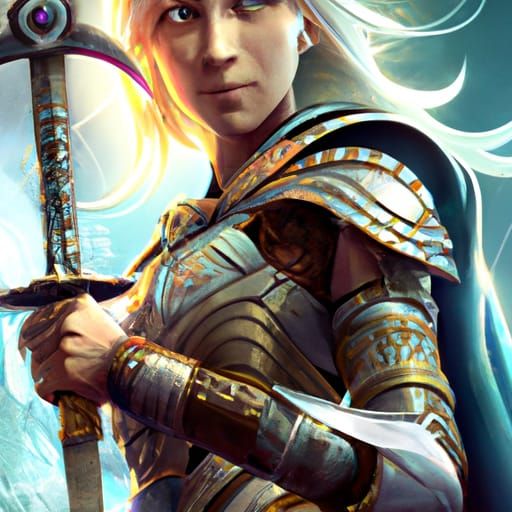 Blond Warrior Princess with Sword, 3D Render