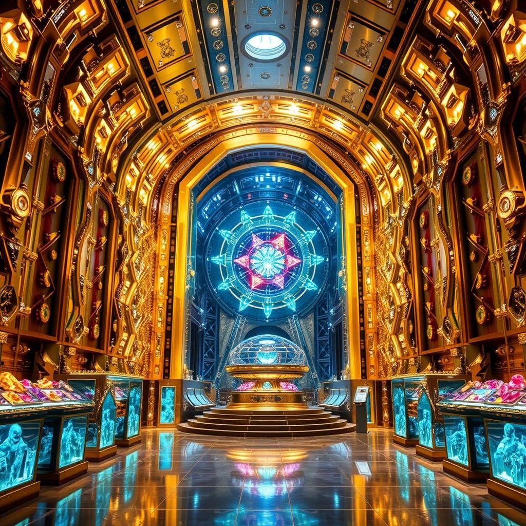 Majestic Futuristic Gem Vault Hidden beneath Secure Megastru...