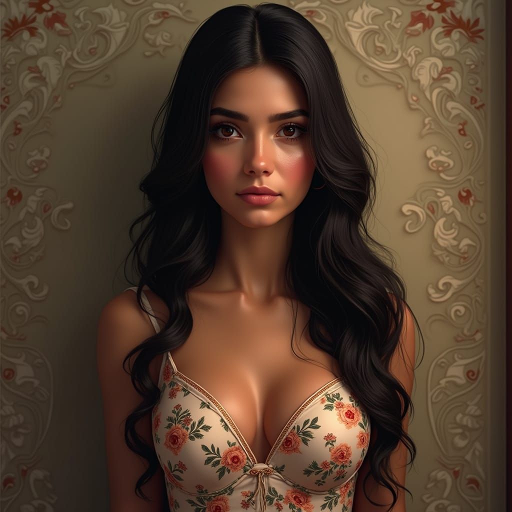 Beautiful Mexican Woman Portrait in Fantasy Realism