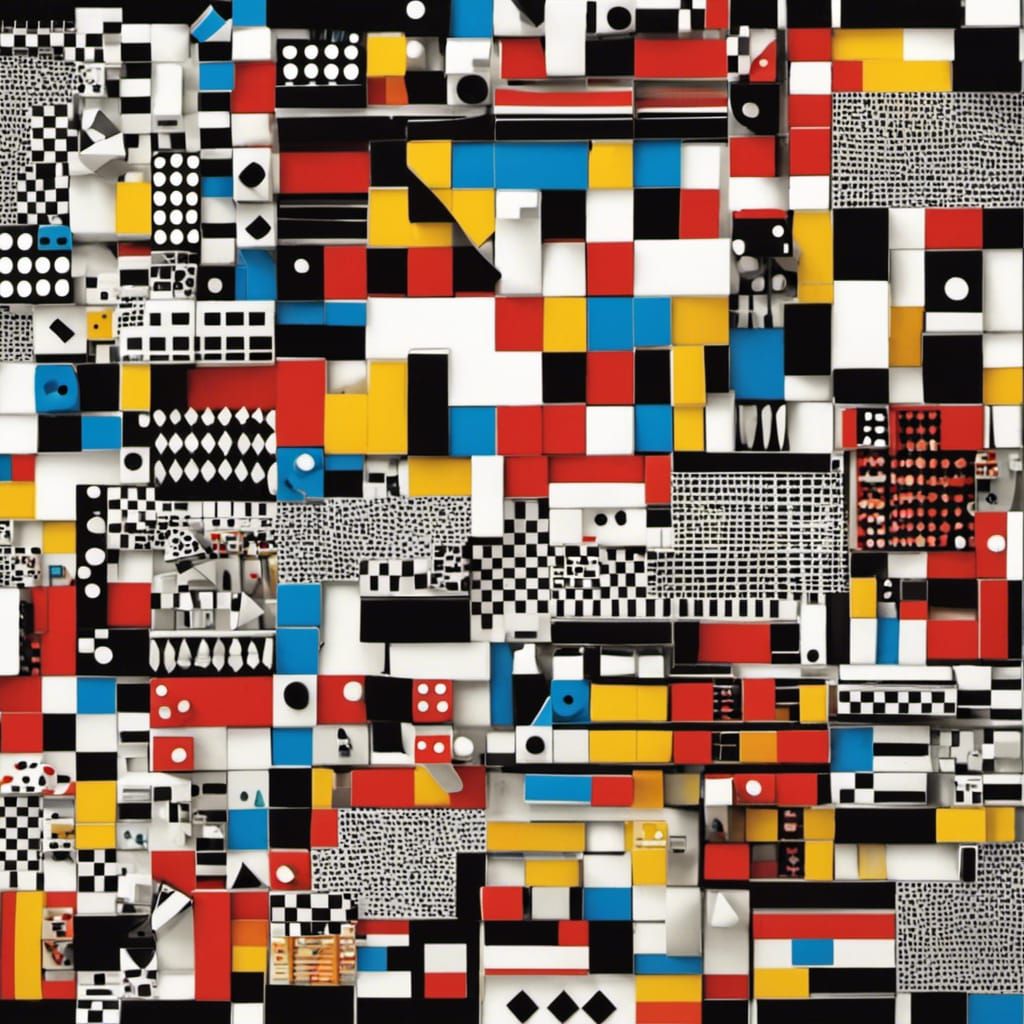 Chessboard and Dice in Kinetic Art Style