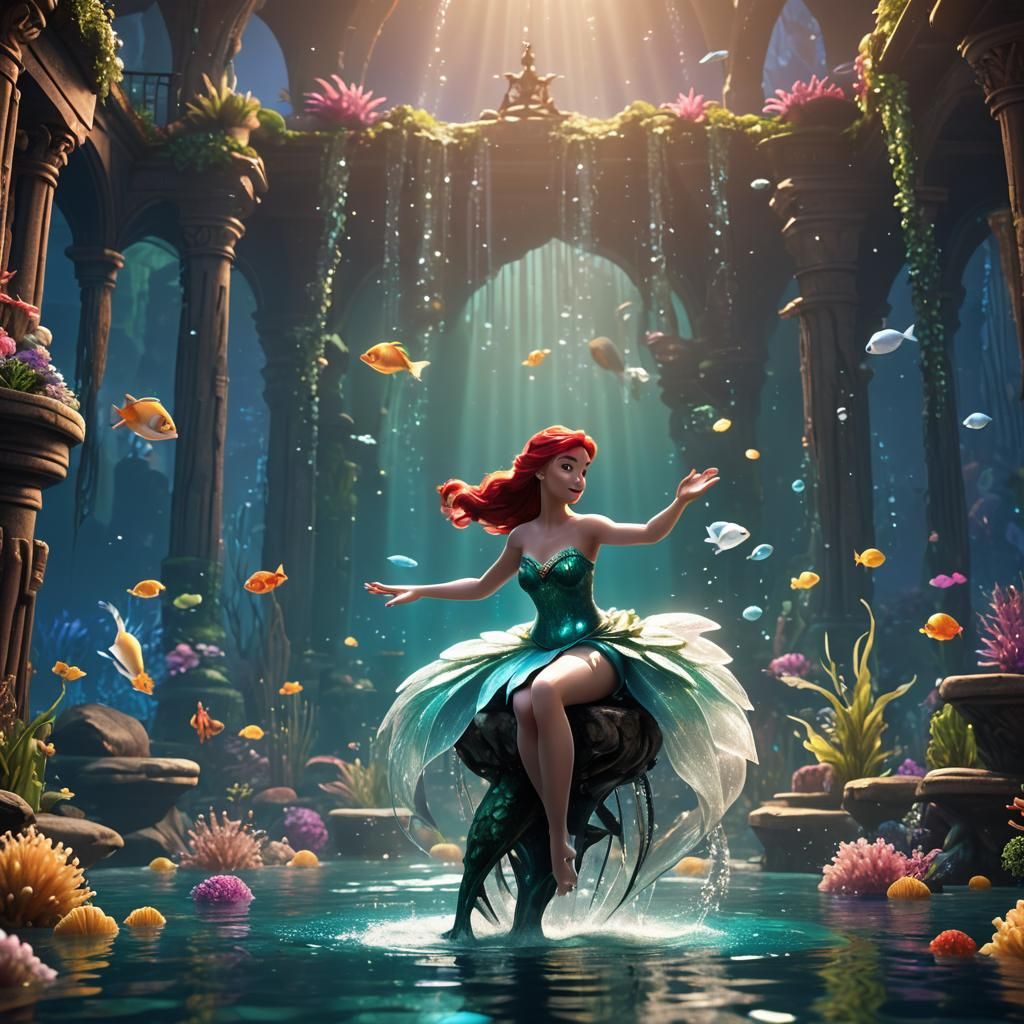 Little Mermaid Ballerina on Stage: 3D Game Cinematic
