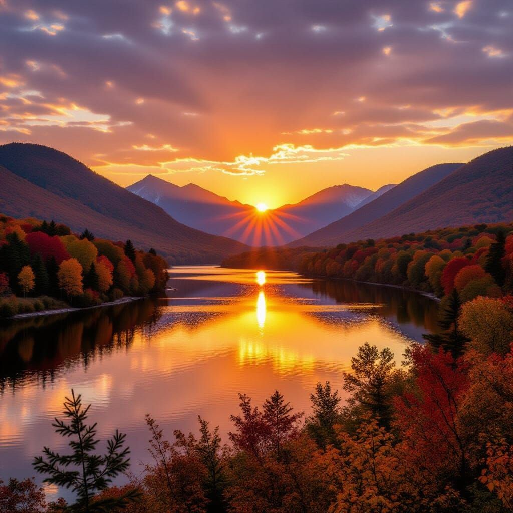 Hudson Valley Sunset in Hudson River School Style