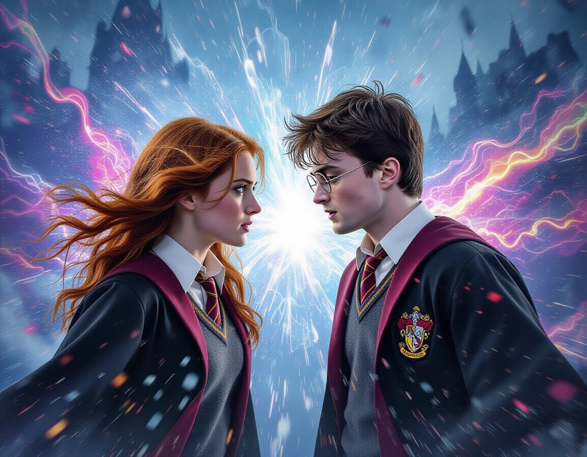 Harry Potter and Ginny Weasley in Surreal Scene