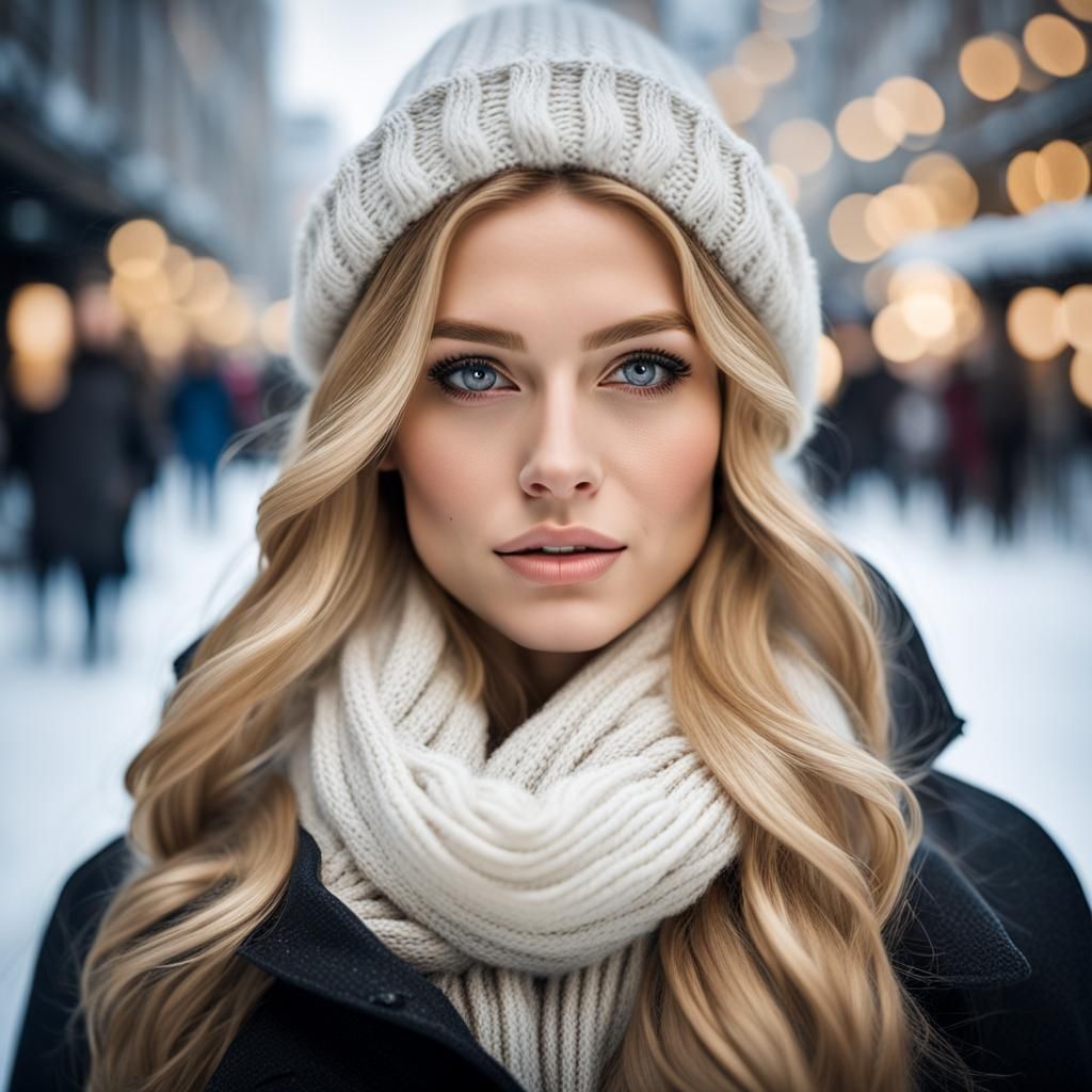 Gorgeous Norwegian Girl in Winter Clothing Portrait
