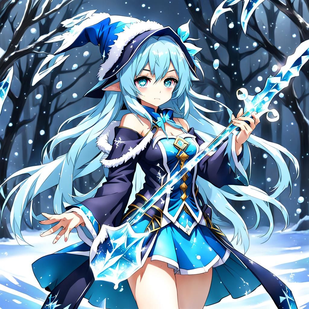 Anime Icicle Wizard Girl