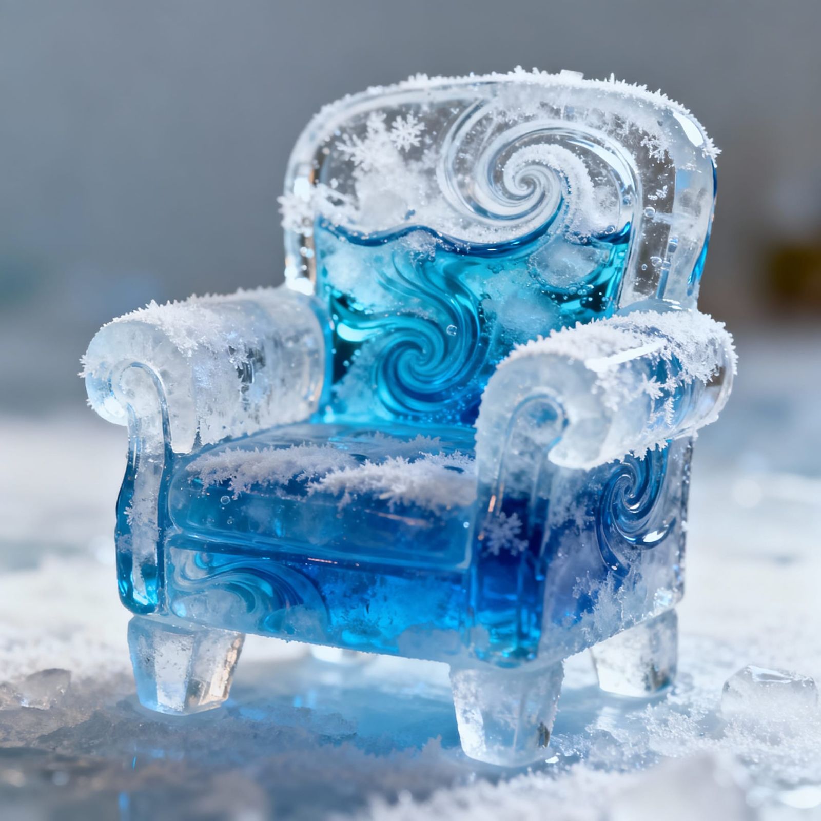 Armchair Made of Swirling Soda and Ice