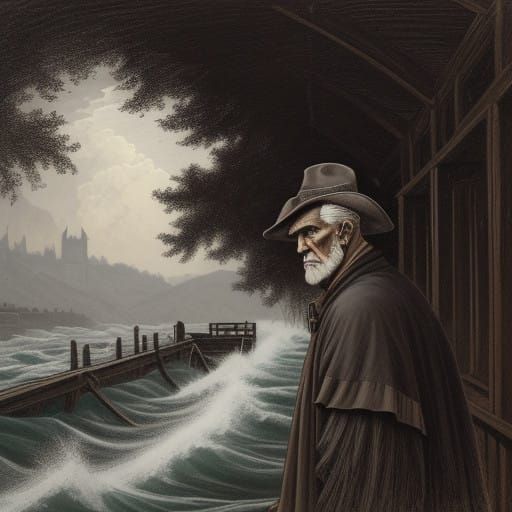 Ancient Ferryman in Muted Heidelberg School Style