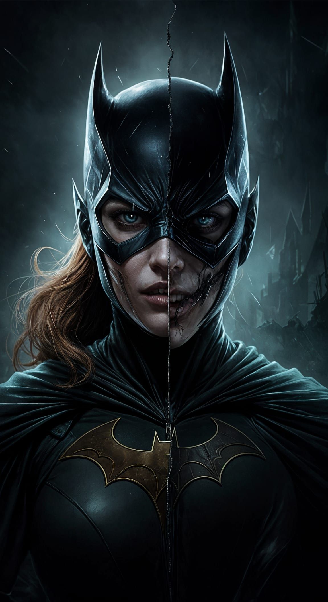 Batgirl Split Personality in Horror Style