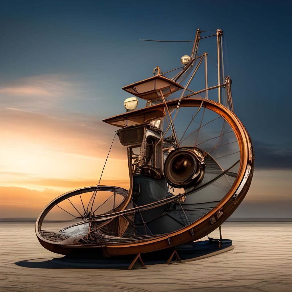 Steampunk Asian Net Fishing Scene