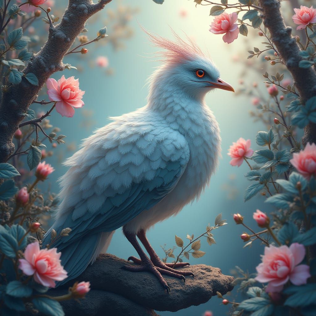 Enchanted Fantasy Bird in Oil Painting Style