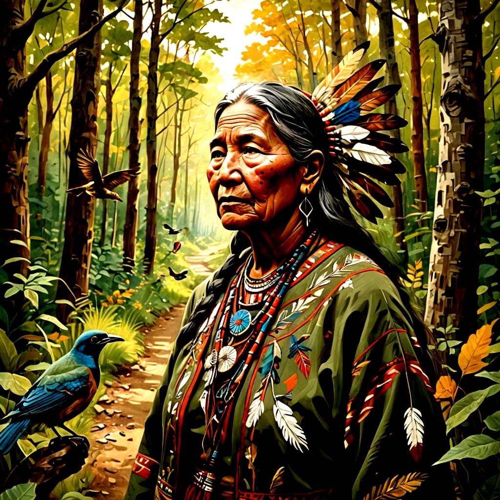 Serene Meadow with Birds and Insects