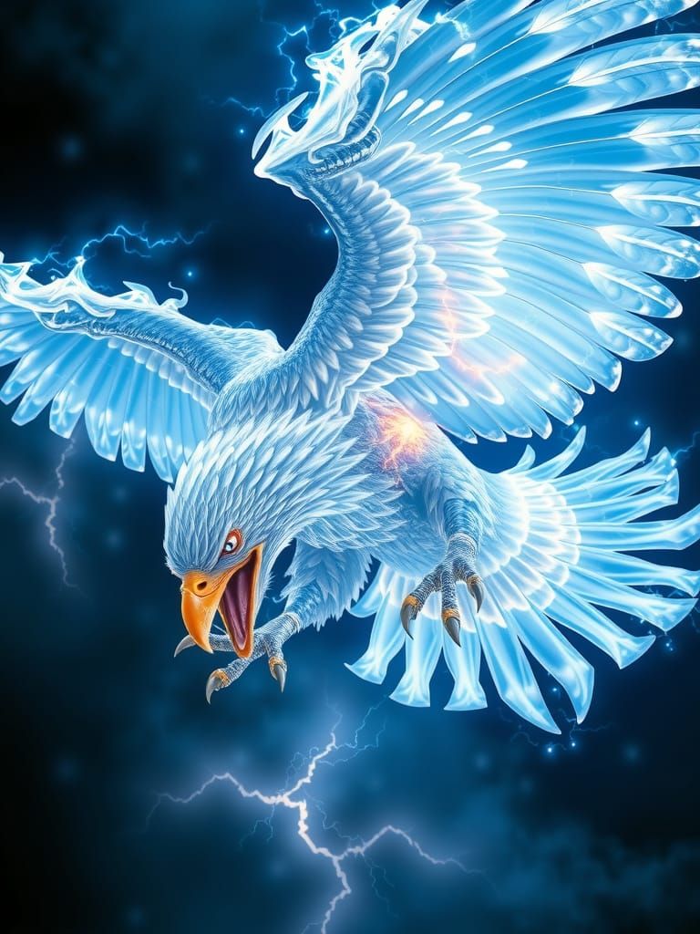 Ferocious Crystal Eagle Unleashing Fiery Attack