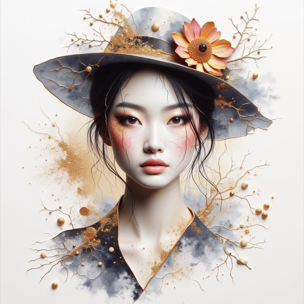 Impressionist Fashion Portrait in Expressive Watercolor Styl...