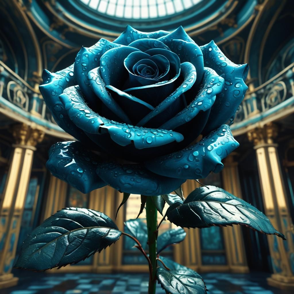 Dramatic Black Rose in Digital Painting Style